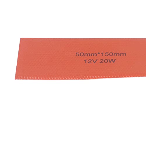 Zunate Gummiheizmatte 12V 20W 200℃ Max 50X150mm 4er Set Silikonkautschuk Heizmatte Industrieausrüstung mit Gummiheizmatte 20W 12V