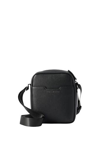 Classico Armani Exchange Men\'s Alex, logo embossed con cerniera argentata nera