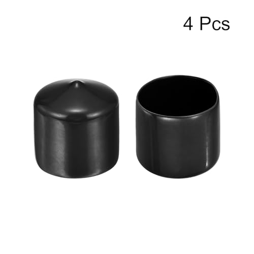 Image of uxcell 4pcs Rubber End Caps 1 3 /8 inch(35mm) ID Vinyl Round End Cap Cover Screw Thread Protectors Black, 30mm Height