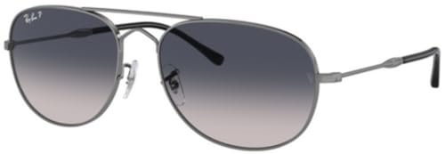 Ray-Ban RB3735 Sunglasses Bundle: RB 3735 BAIN BRIDGE 004/78 Gunmetal/Blue Gradient Polar Crystal Polarized and Eyewear Cleaning Kit