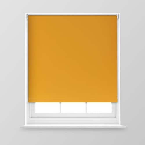 A.Unique Home Premium Trimmable Thermal Blackout Roller Window Blind in a Variety of Colours and Sizes Ideal for any Room - 2FT - Ochre - 60cm (W) x 170cm (L) | 23.6" (W) x 66.9" (L)