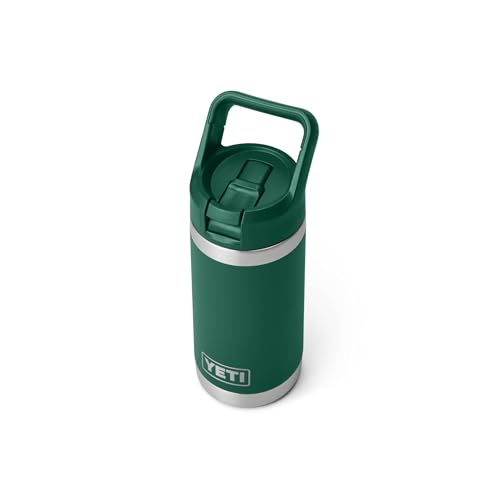 Image of YETI Rambler Jr. 12 oz Kids Bottle, with Straw Cap, Black Forest Green | Straw Cap