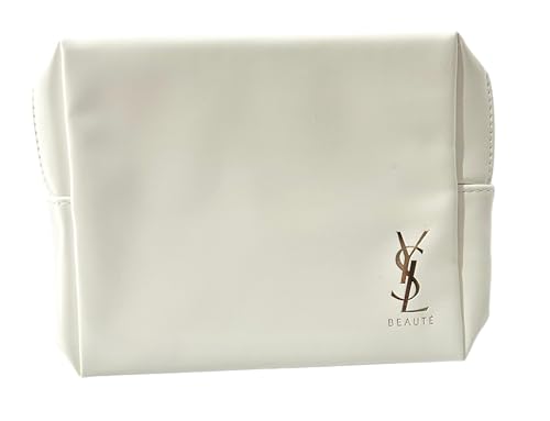 Yves Saint Laurent YSL Bolsa cosmética branca com zíper bolsa de maquiagem YSL Fragrance Bag (6,25L X 5,25H X 2W) - 9042