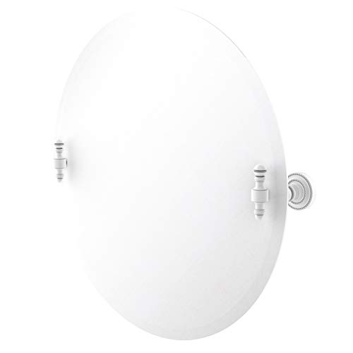 Image of Allied Brass Frameless Round Tilt Beveled Edge Wall Mirror, Matte White