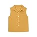 Girls Linen Tank Tops Spring Summer Beach Vacation Cotton Collar Sleeveless Shirts Casual Gauze Crewneck Button Down Tunic Top Cruise Capsule Wardrobe Valentine's Day Camisole Size 7-8 Yellow