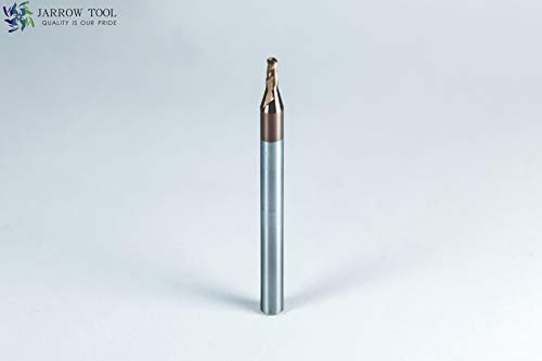 Image of Carbide Ball Nose End Mill for CNC Machine Milling Tools, for Alloy Steels /Hardened Metals - 2 Flute - 55HRC TiAlN Coated (5Pcs, 1 /16)