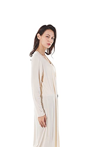 Image of Women's Floor Length Drape Sweater Cardigan -Lightweight Long Sleeve Open Front Maxi Duster with Pockets