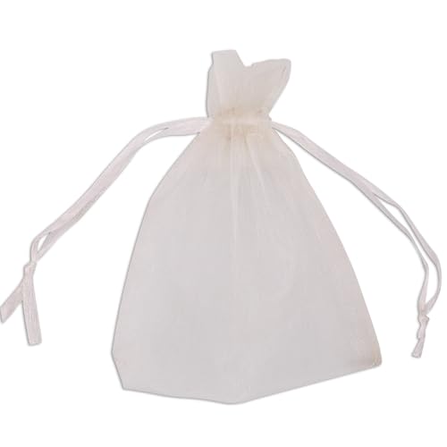 Trimming Shop 100pcs Organza Bags Ivory, 7x9cm Wedding Party Favor Bags Organza Gift Bags Sheer Drawstring Bags Jewelry Pouches for Christmas, Birthday, Anniversary Party Supplies