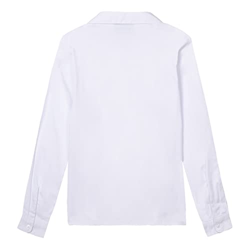 Image of Mud Kingdom Girls Dress Shirts School Uniform with Peter Pan Collar Poplin Long Sleeve