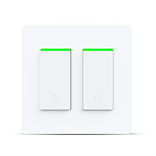 Smart Light Switch 2 Gang WiFi Smart Light Double Switch Work with Alexa, Google Assistant,Wireless Control, 2.4G WiFi Smart Light Switch, Single-Pole, Neutral Wire Required