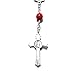 Handmade Saint Christopher 1-Decade Rear View Mirror Car Rosary with Red Beads