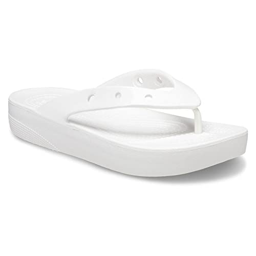 Crocs Femme Classic Platform Flip W Tongs, White, 38/39 EU