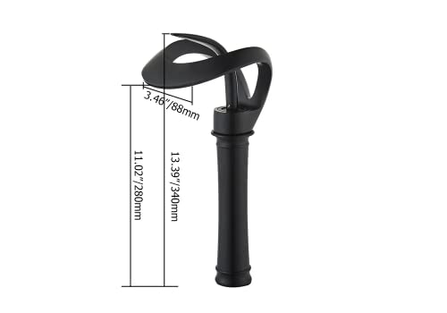 Lovedima Elegant Tall Waterfall Single Handle 1-Hole Bathroom Vessel Sink Faucet Solid Brass Lavatory Vanity Sink Faucet,Black #TOP6