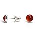 Kathy Bankston Handmade 6mm Red Carnelian Stud Earrings for Women and Girls, Round Bezel 925 Sterling Silver (carnelian)
