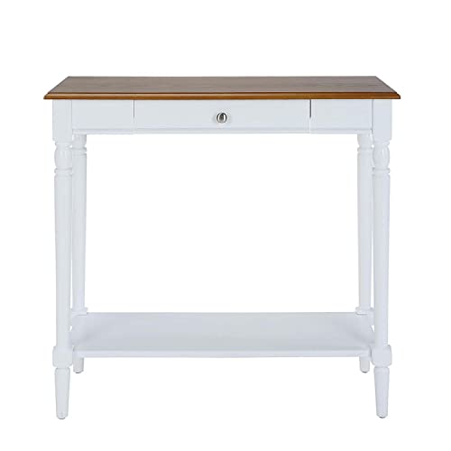 Convenience Concepts French Country 1 Drawer Hall Table With Shelf, Dark Walnut/White #TOP5