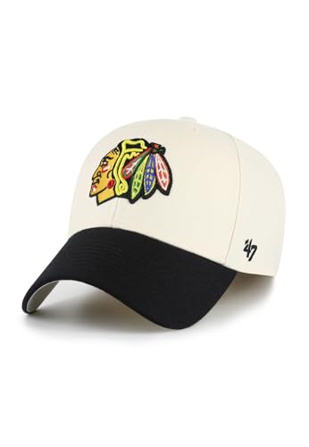 Casquette '47 Brand Snapback NHL Chicago Blackhawks beige pour fans de hockey