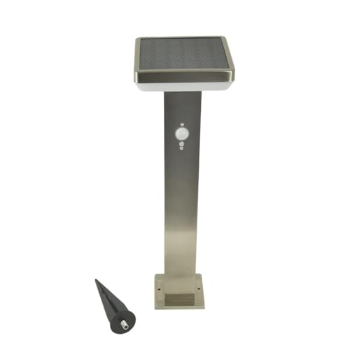 Dapo LED-Edelstahl-Außen-Solar-Wege-Leuchte BERNE mit Bewegungsmelder + Helligkeitsregler H:50cm 15x15cm inkl. 60LED 2W IP44