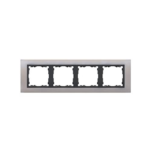 Cadre 4 éléments acier inox design pour prises et interrupteurs modernes