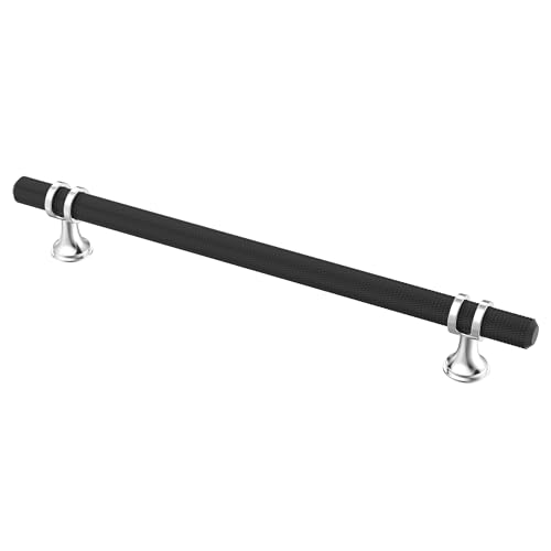 Alzassbg 7-1/2" Black and Silver Cabinet Pulls 10 Pack, AL3087CPMB