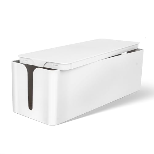 ZUPAPJO Faltbare Kabelbox, Kunststoff Kabel Organizer Box zum Verbergen von Kabeln und Steckdosen, Anti Rutsch, Geeignet für Büro und Zuhause, Weiß (40 x 14,5 x 12,7 cm)