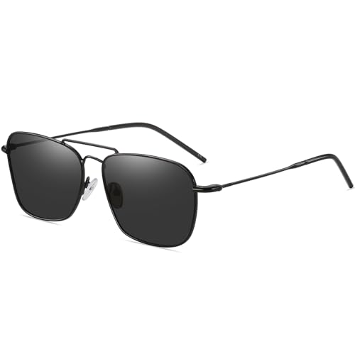 Image of DUCO Reverse Lenses Square Sunglasses for Men Women,Retro Polarized Sun Glasses Classic Shades Double Bridge DC3046