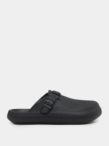 Men 7012454501 Buckle Slip On Sandals Black, 42 EU3