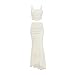 JEKKAH Sexy Two-Piece Irregular Revealing Navel Halter Top Fishtail Skirt Lace Suit Women Fashion Women's Clothing (Color : White, Size : Large)