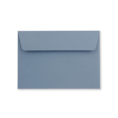 50x Briefumschläge Grau-Blau DIN C6 Format 11,4 x 16,2 cm - Haftklebung - Kuverts ohne Fenster - Weihnachten, Grußkarten & Einladungen - Für A6 & A4 Papier
