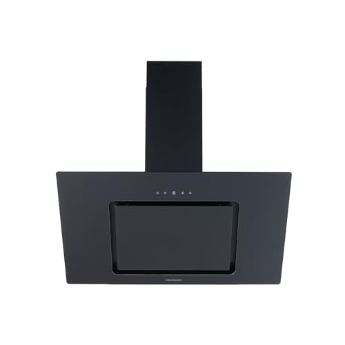 Cookology VER805BK/A++ 80cm Black Angled Glass Chimney Cooker Hood | Touch Controls