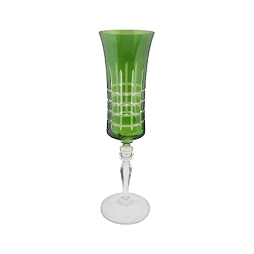 Taça para champanhe lapidada em cristal ecológico 190ml A25cm cor verde - Full Fit