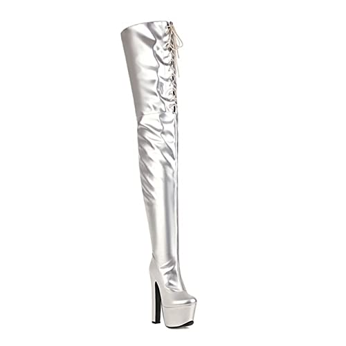 Bottes au-dessus du genou pour femmes avec talons hauts de 80cm pour danse et marche