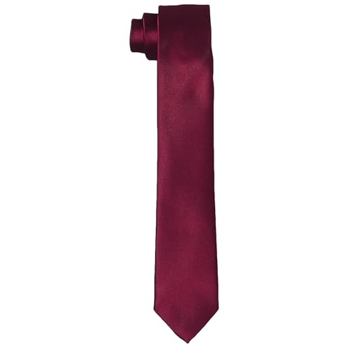 DonDon Krawatten für Herren handgefertigt Seiden-Look 6 cm Krawatte Bordeauxrot