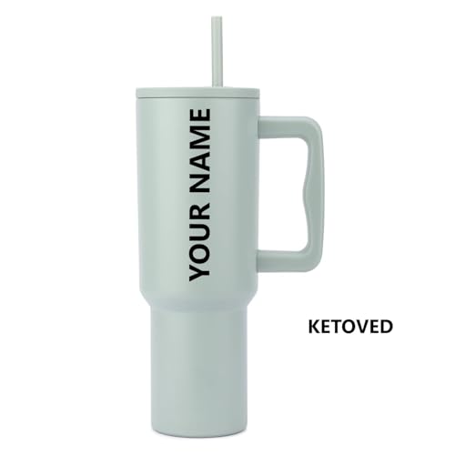 Image of Personalised with Your Name, 1200ml Tumbler with Straw-Handle-Stainless Steel Double Wall Insulated Cup | Leakproof Sipper Mug for Hot-Cold Drinks |Coffee - WaterTumbler (Pista Custom)