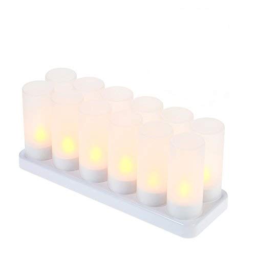 Bedler 12 stks/set LED-kaarsenverlichting met frosted cups Geel licht AC100-240V Flameless Flickering Candles