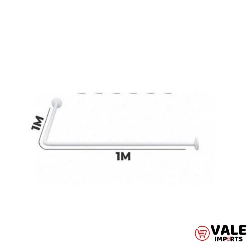 suporte box de banheiro Tubo Curvo De Aço Em L - 1 X 1 Metro - Branco