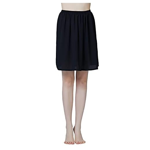 BEAUTELICATE Mujer Enagua de Gasa Corta Antiestática Combinación para Vestido Antideslizante Plain Falda Blanco Marfil Negro Azul Marino Gris