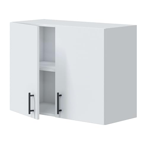 Miniatura 5 de Bricohabitat Módulo Alto De Cocina Para Colgar 80 Cm Mueble Alto Cocina Suspendido Kira Blanco Brillo 80x59x34 Cm