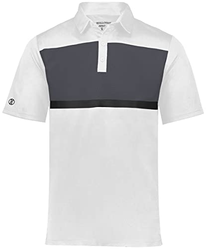 Holloway Men's Prism Bold Polo, White/Carbon, M #TOP3