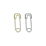 WIICOYK 安全ピン おしゃれ ピン 28mm/35mm ブローチピン 金具 ロックピン ウエスト 調整 ピン キルトピン 手芸用品 パーツ ハンドクラフト ブローチ 洋服 (金色小+銀色小 2個セット)