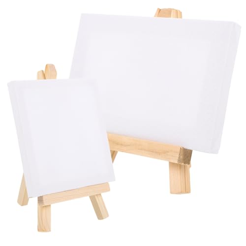 Uonlytech 2 Sets Crafted DIY Mini Canvases with Decorative Easels Multi Function Painting Boards for for Home Office Decor for Oil Painting Enthusiasts