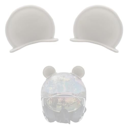 2 Pieces Bear Ears Helmet Horns Helmet Accessories Helmet Decoration Ears for Ski Bicycle Motorcycle Helmet White
