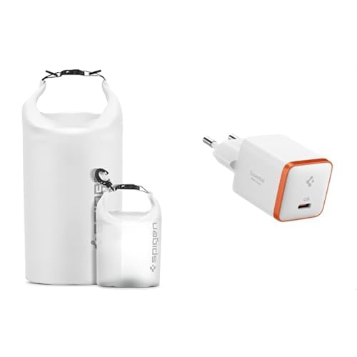 Spigen Aqua Shield WaterProof iPX6 Sertifikalı Su Geçirmez 2in1 Sırt Çantası 20L + 2L A630 Snow White - AMP06026 Spigen 30W USB-C Ultra Mini Hızlı Şarj Aleti