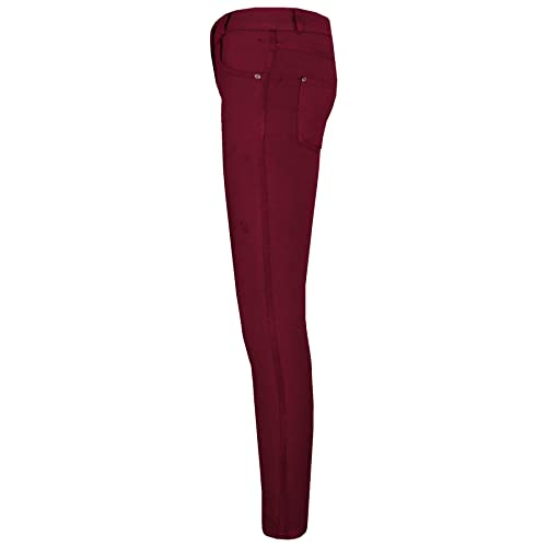 Girls Skinny Jeans Kids Wine Stretchy Denim Jeggings Slim Fit Pants Trouser 5-133