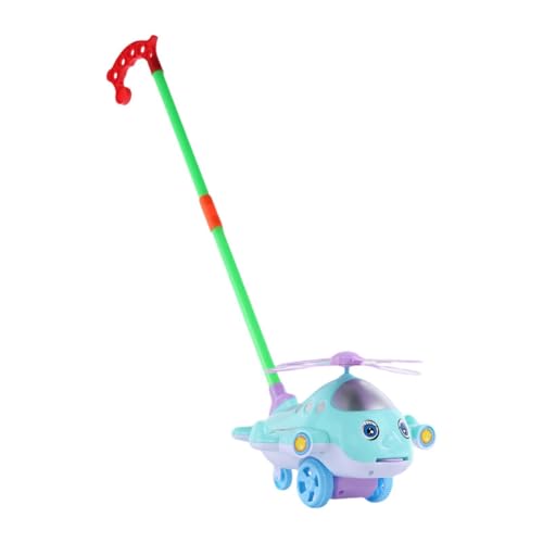 TTETTZ Carrito de Empuje con Ruedas, Avión de Dibujos Animados, Juguete para El Desarrollo Infantil, Azul