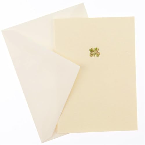 Image of Graphique Shamrock La Petite Presse Boxed Notecards, 10 Embellished Gold Foil Blank Cards with Matching Envelopes and Storage Box, 3.25 inch x 4.75 inch