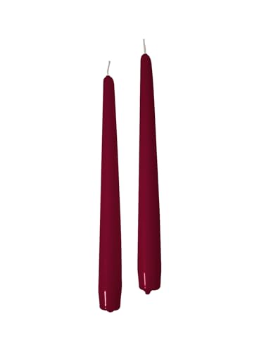 Cereria di Giorgio 10 Candele coniche Ø 2,2 cm Altezza 25 cm - Candele Decorative per la casa – Colore Bordeaux – Durata 7 Ore – Inodore – Cera vegana Naturale – Senza Olio di Palma – Made in Italy