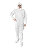 EZGOODZ Disposable Coveralls with Hood, Boots XX-Large, Pack of 5 White Paint Coveralls Disposable,