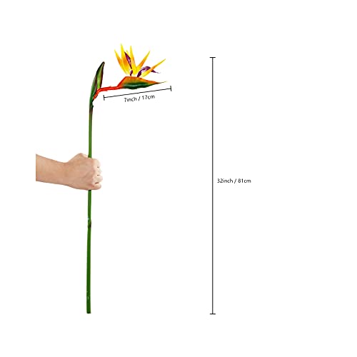 Glsateman Artificial Bird Of Paradise Flowers Rubber Strelitzia 32'In Long Stem Flower 3 Pcs,Suitable For Diy Home Decor Party Theme Display (Orange) #TOP2