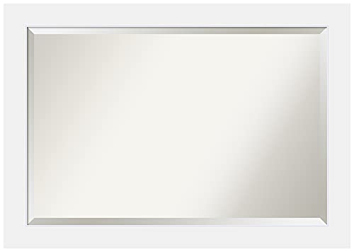 Amanti Art Beveled Wood Wall Mirror (29 X 41 In.), Corvino White Frame - Bathroom Mirror White, Large #TOP6