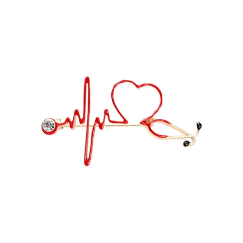 Image of coadipress Stethoscope Brooch Pins for Nurses Doctors Personality Enamel Nurse Medicine Stethoscope Heartbeat Brooches Backpack Clothing Fashion Accessories Jewelry